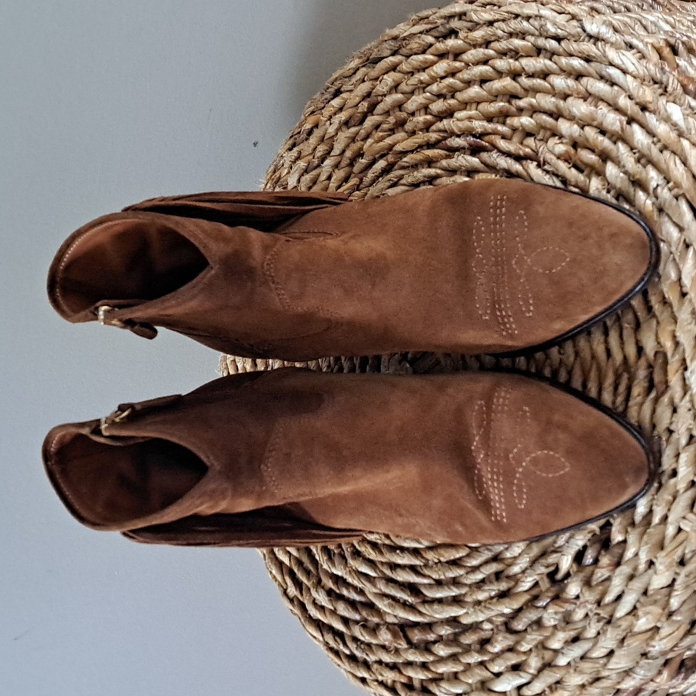 Polo Ralph Lauren Womens Lucille Brown Suede Western Fringe Ankle Booties S-8.5 - Picture 3 of 8